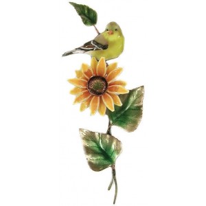 Goldfinch on Sunflower Metal Bird Wall Art Sculpture-  Bovano of Cheshire #W4167   311657434036